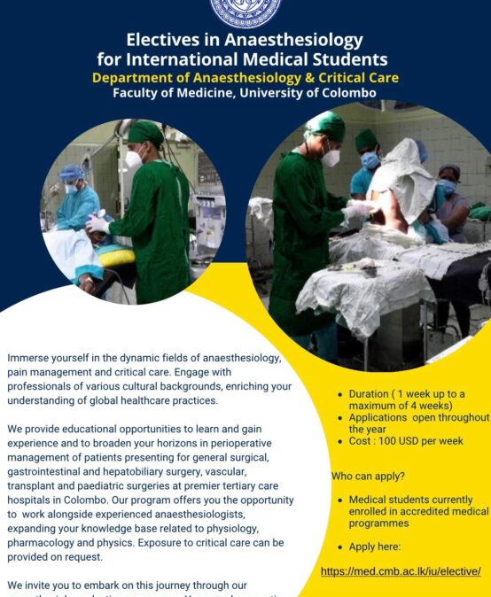 Electives in Anaesthesiology of International Medical Students