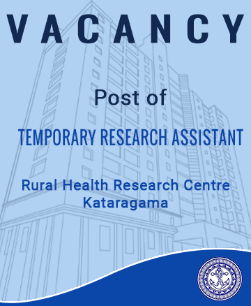 Post of Temporary Research Assistant – RHRC – Kataragama