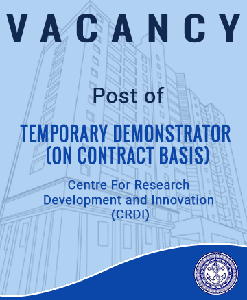 Vacancy –  Post of  Temporary Demonstrator (ON CONTRACT)