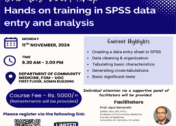 One day Workshop Hands on training in SPSS data entry and analysis