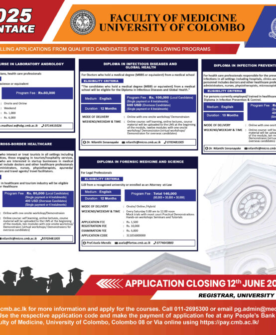 Call for Applications – Postgraduate and Continuing Professional Development Courses – 2nd Intake 2025