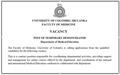 Post of Temporary Demonstrator – Department of Medical Education