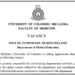 Post of Temporary Demonstrator – Department of Medical Education