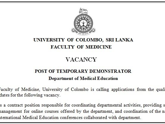 Post of Temporary Demonstrator – Department of Medical Education