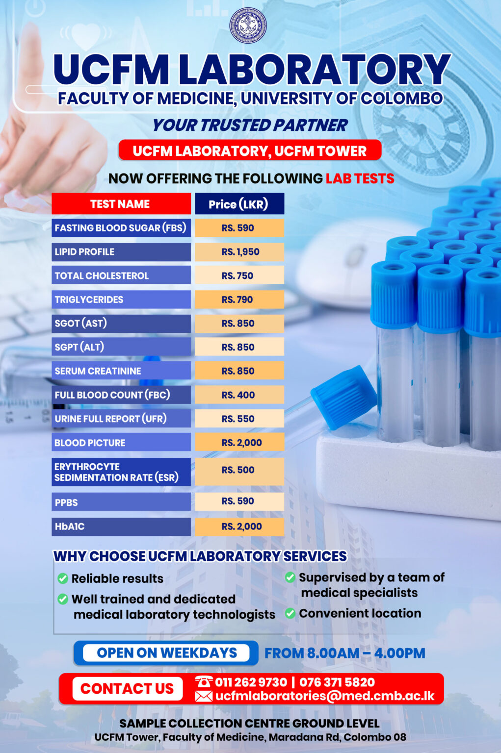UCFM Laboratory Services Now Open to University Staff and the General Public
