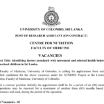 POST OF RESEARCH ASSISTANT (ON CONTRACT) – CENTRE FOR NUTRITION POST OF RESEARCH ASSISTANT (ON CONTRACT) – CENTRE FOR NUTRITION