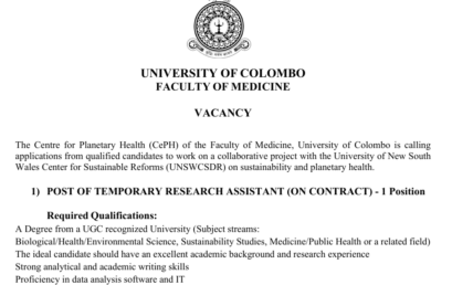 POST OF TEMPORARY RESEARCH ASSISTANT (ON CONTRACT)