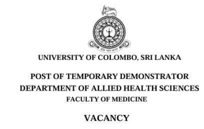 Vacancy – Post of Temporary Demonstrator – Department of Allied Health Sciences