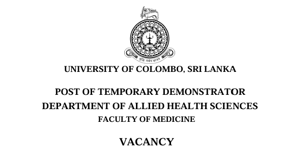 Vacancy – Post of Temporary Demonstrator – Department of Allied Health Sciences