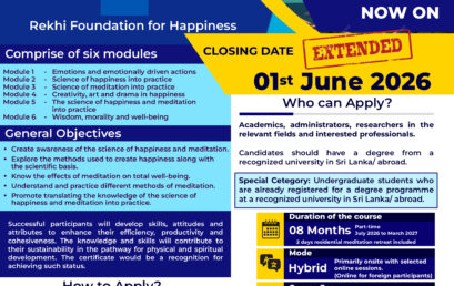 Deadline Extended – Certificate Course on Translating the Science of Happiness and Meditation into Practice – 3rd Intake