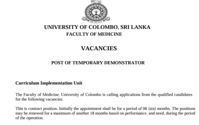 POST OF TEMPORARY DEMONSTRATOR-CIU