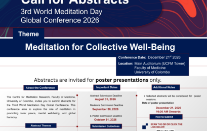 Call for Abstracts | 3rd World Meditation Day Global Conference 2026 – Deadline 31st August