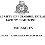 VACANCIES  POST OF TEMPORARY DEMONSTRATOR