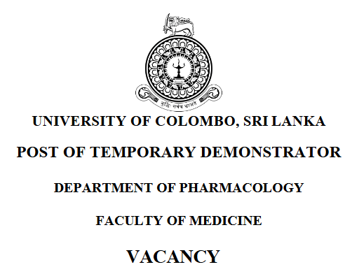 VACANCY Department of Pharmacology  –  Post of Temporary Demonstrator
