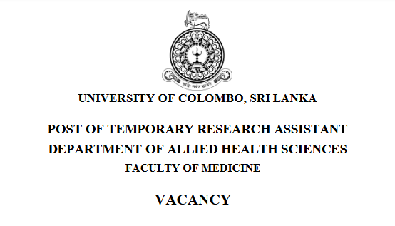 POST OF TEMPORARY RESEARCH ASSISTANT – DEPARTMENT OF ALLIED HEALTH SCIENCES