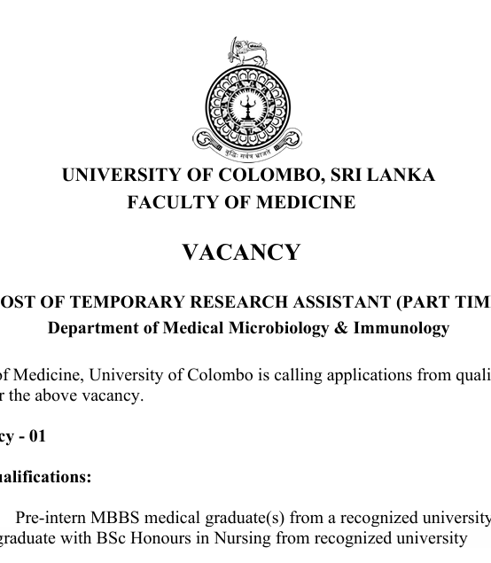 POST OF TEMPORARY RESEARCH ASSISTANT_Medical Microbiology & Immunology