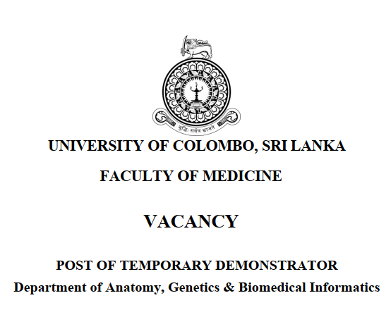 VACANCY Department of Anatomy, Genetics & Biomedical Informatics –  Post of Temporary Demonstrator